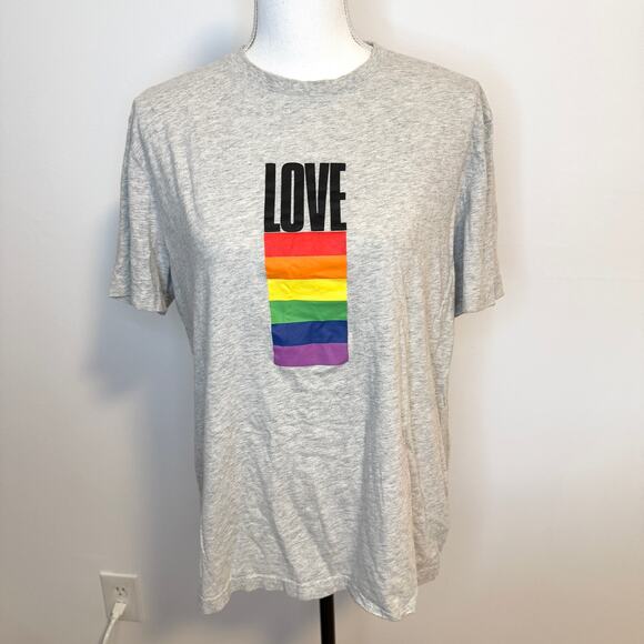 H&M Love Pride Rainbow Flag T Shirt In Gray Size Medium - Picture 2 of 6